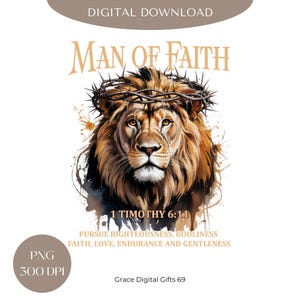 Lion of Judah PNG: Christian Faith Shirt Design (Digital Download)