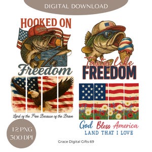 4th of July Clipart Bundle: Patriotic Goose, American Flag (PNG Digital Download)
