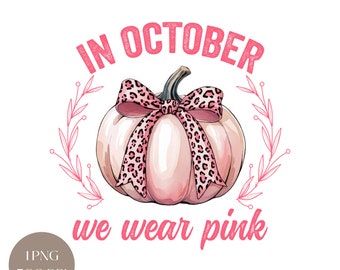 Pink Pumpkin Breast Cancer Awareness PNG: Coquette Fall Design (Digital Download)