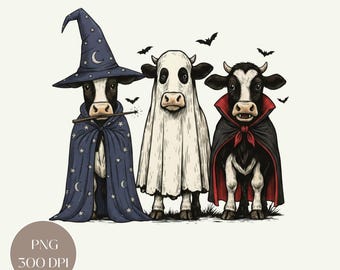 Halloween Cow PNG: Spooky Farm Animal Costume Clipart (Digital Download)