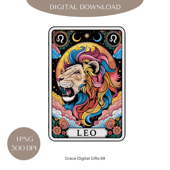 Leo Zodiac Tarot Card PNG: Gothic Clip Art (digital Download) - Etsy
