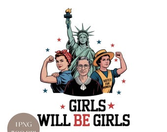 Patriotische feministische PNG: Mädchen sind Mädchen, 4. Juli Clipart (digitaler Download