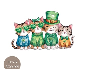 St. Patrick's Day Cats PNG: Lucky Irish Cat Clipart (Digital Download)