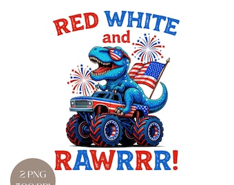 American Flag Dinosaur PNG: 4th of July Truck Design (Digital Download)