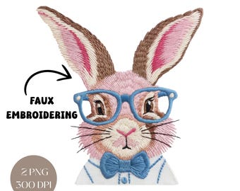 Vintage Easter Bunny PNG: Funny Rabbit with Glasses (Digital Download)