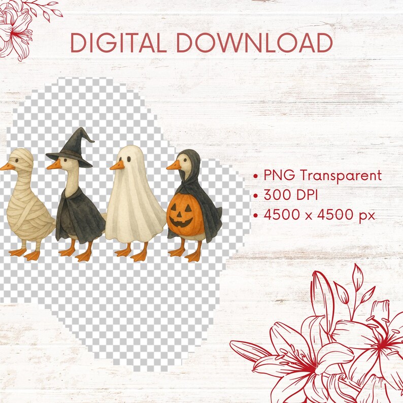 Halloween Goose PNG, Boo Goose, Pumpkin Goose PNG, Spooky Goose, Spooky Goosey Png, Just a Horror Goose, Goose in Halloween Costumes Clipart