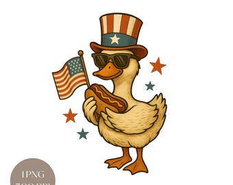 Patriotic Goose PNG: 4th of July, Hot Dog, USA (Digital Download)