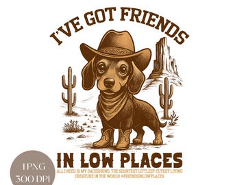 Cowboy Dachshund PNG: Western Dog Clipart (Digital Download, 4500x4500px)