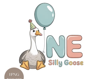 Silly Goose Birthday Clipart: Farm Animal PNG (Digital Download, 4500x4500px)