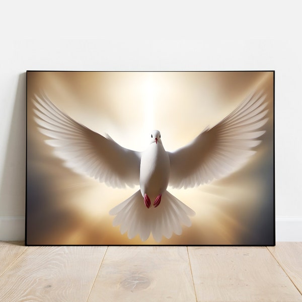 Christian Art, Dove, Holy Spirit, Religious Art, Digital Download, Jesus Wall Art, Bird Art, Bible Christian Gift, Art, Jesus Art
