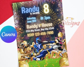 Power Rangers Birthday Invitation Power Rangers Invite Printable Rangers Invite, Ninja Evite ...