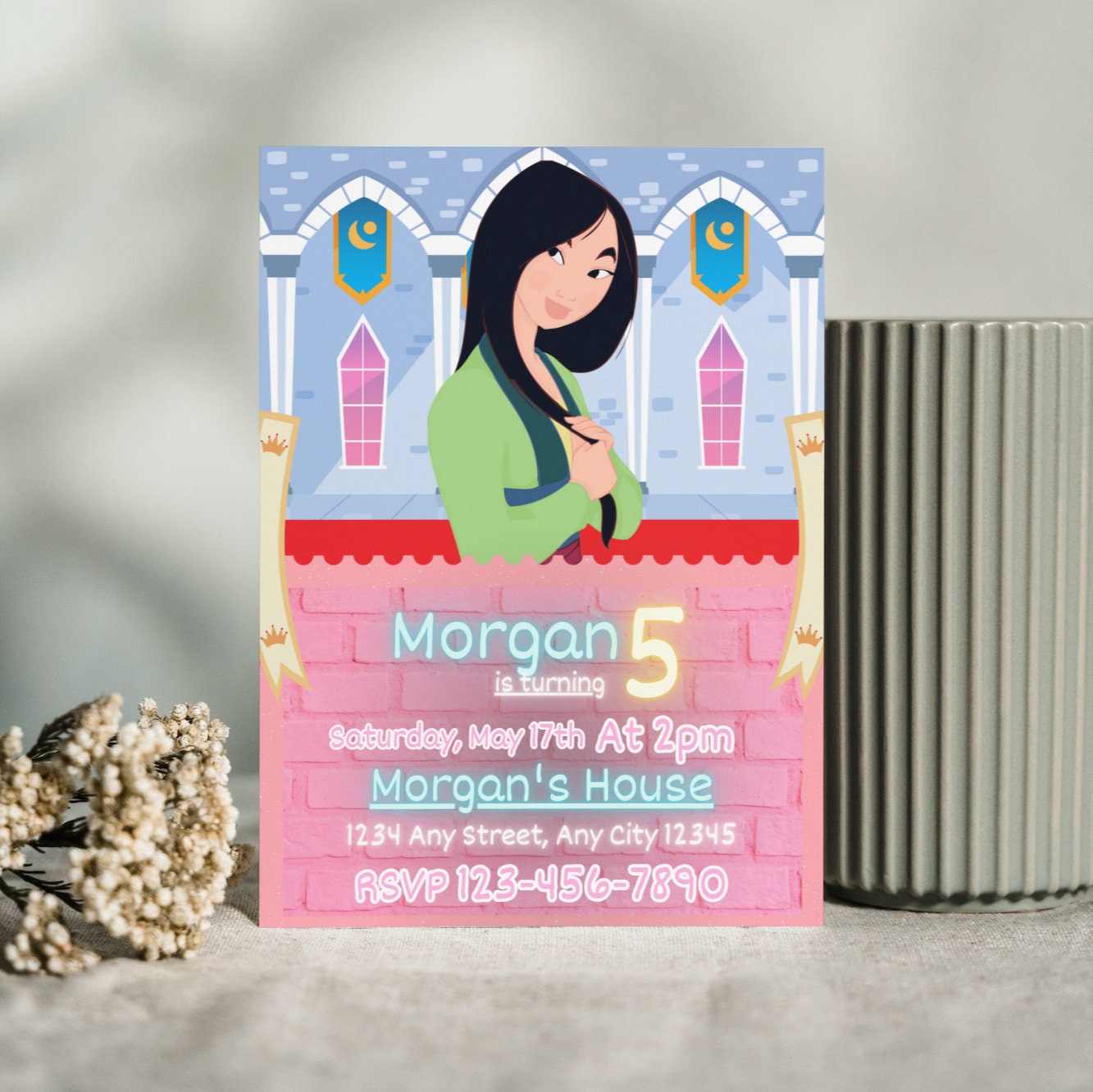 Mulan Birthday Invitation Princess Mulan Party Mulan Invite, Editable ...