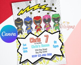 Power Rangers Birthday Invitation Power Rangers Invite Printable Rangers Invite, Ninja Evite ...