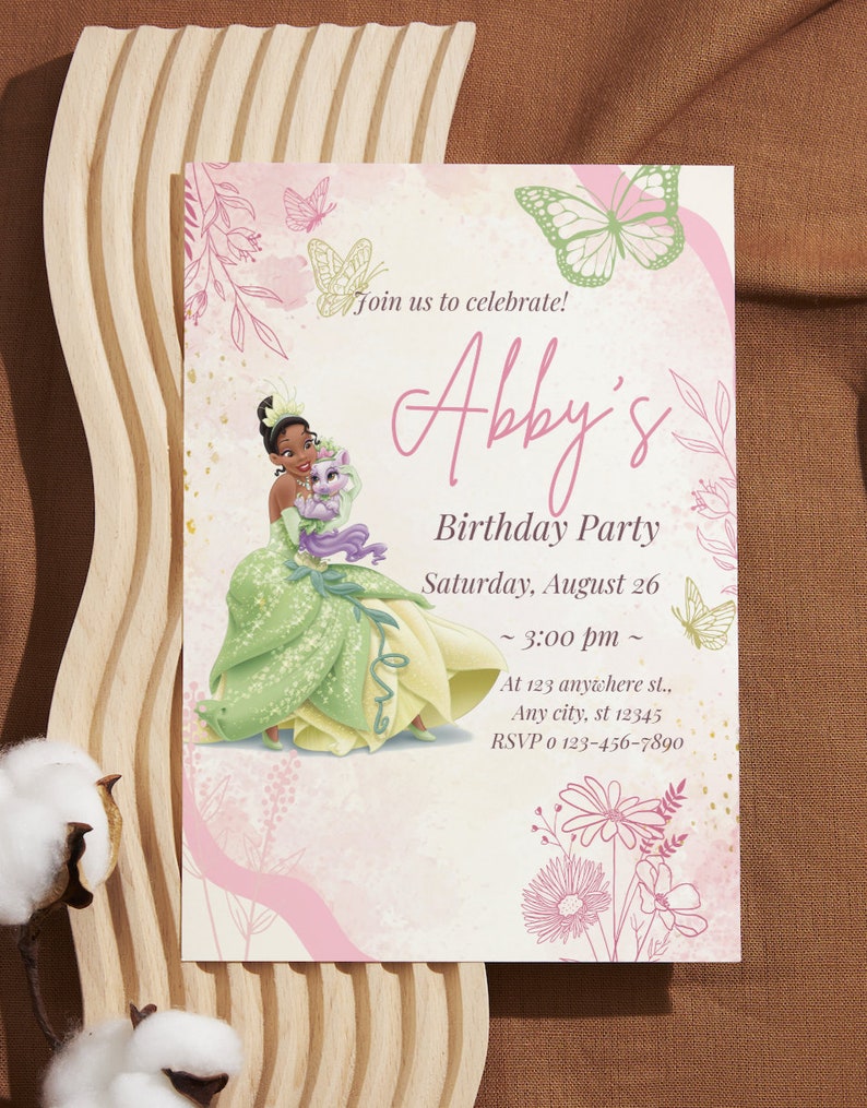 Princess Tiana And The Frog Birthday Invitation Princess Tiana Party