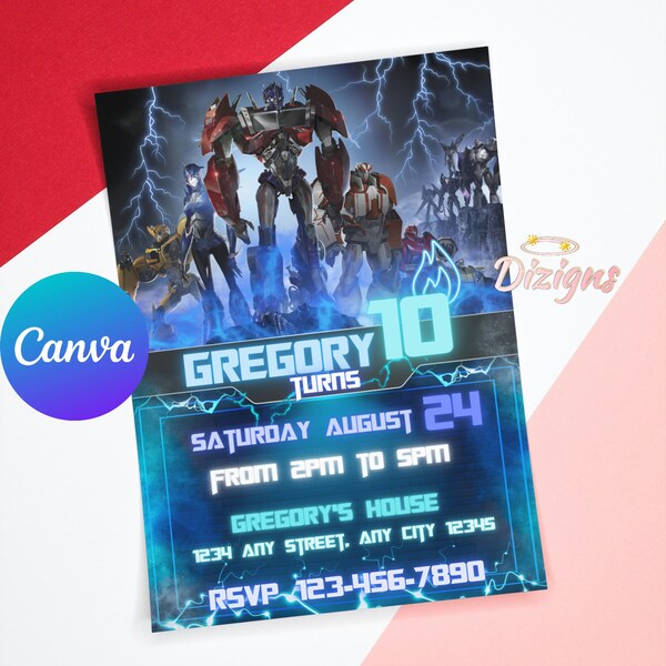 Transformers Invite Etsy Transformers Invite Etsy