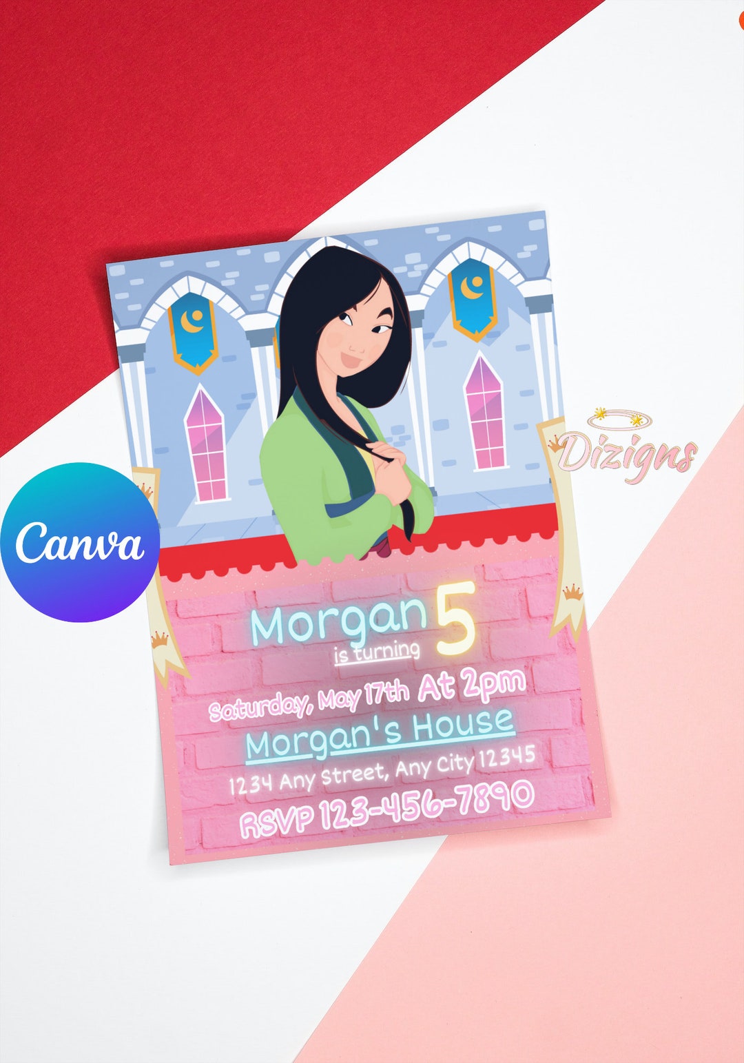 Mulan Birthday Invitation Princess Mulan Party Mulan Invite, Editable ...