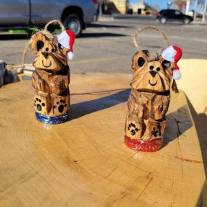 Chainsaw carved bear Christmas ornaments