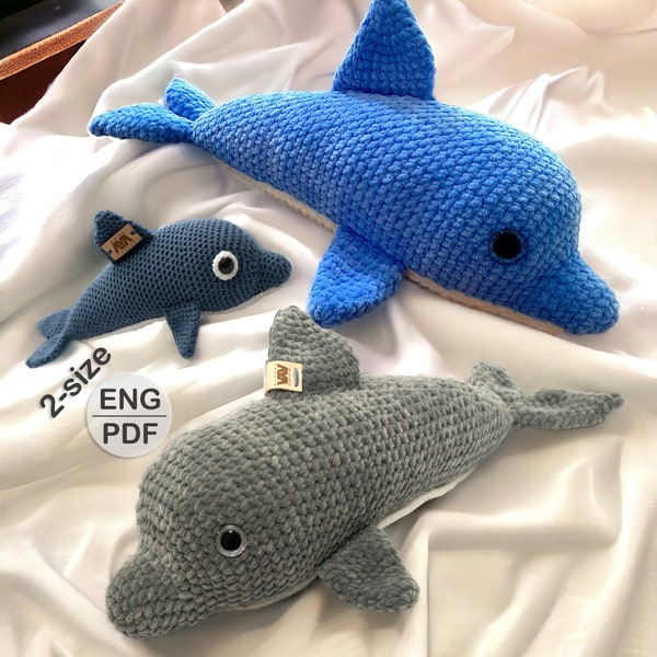 Patrón de crochet de delfines Amigurumi, patrón de crochet de mar DIY, regalo de juguete marino para amantes de los animales del océano