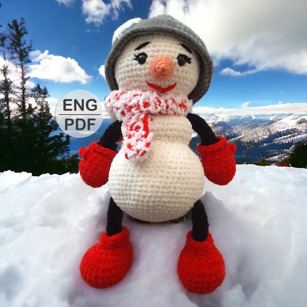 Low Sew Christmas Amigurumi Snowman Crochet Pattern | Xmas Eve Decoration Yuletide Holiday DIY | Noel Craft Companion, Yule Project PDF Gift