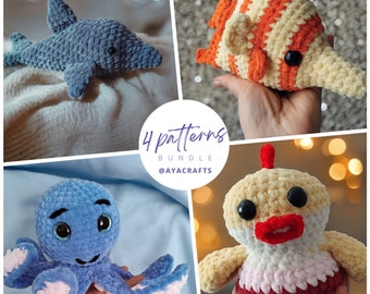 Paquete de patrones de crochet amigurumi en PDF: Mini animales sin costura (descarga digital)