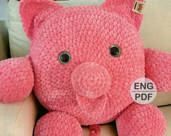 Amigurumi Schwein Kissen Häkelanleitung, No Sew, Bauernhaus Deko (PDF)