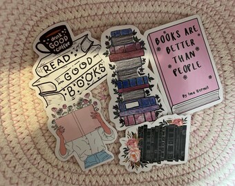 Book Stickers book lover 5 piece random sticker set for kindle laptop water bottle etc