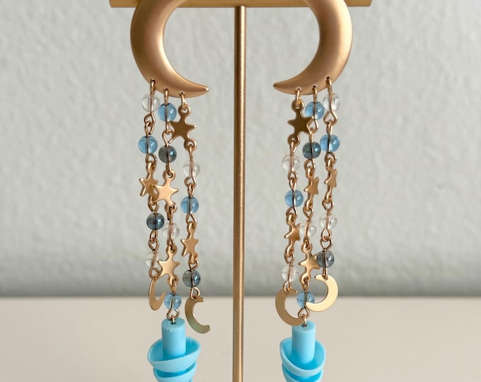 Ear Plug Earrings - Starry Night Chain Drops