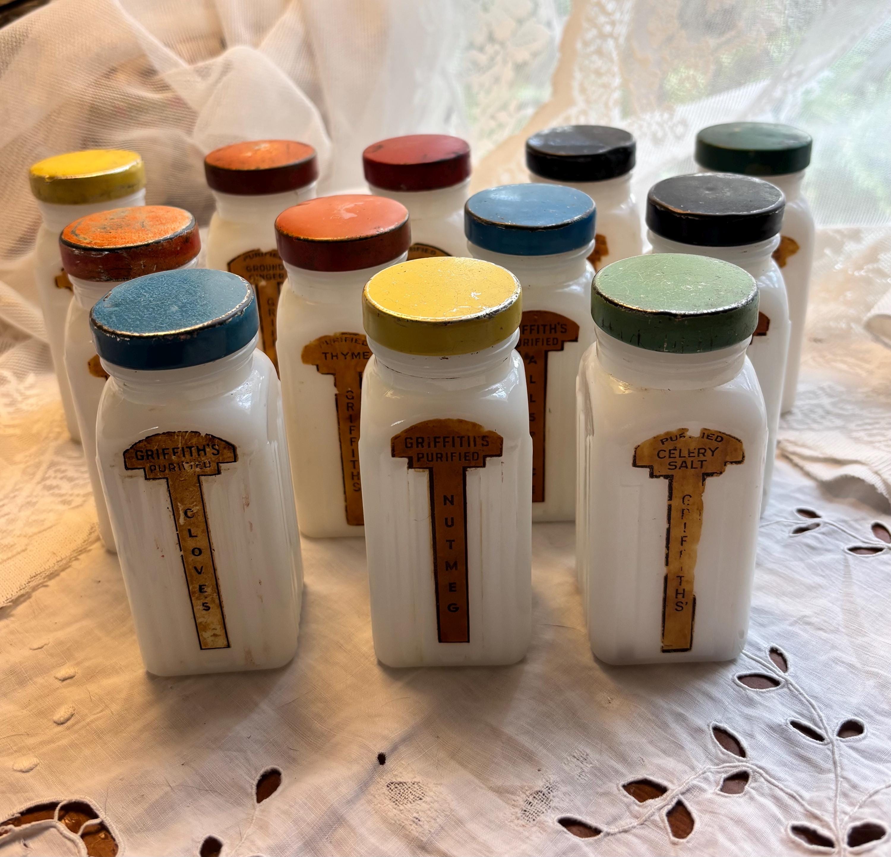 Griffiths Milk Glass Spice Jars - Etsy