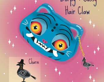 Kpop Blue Tiger Hair Claw Clip