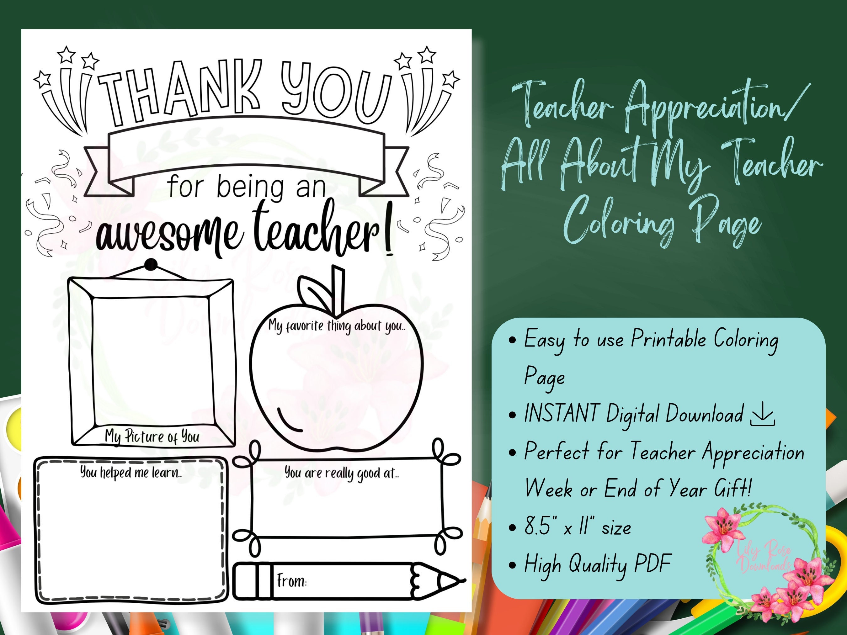 Teacher Appreciation Week Printable, Teacher Survey, Teacher End of ...