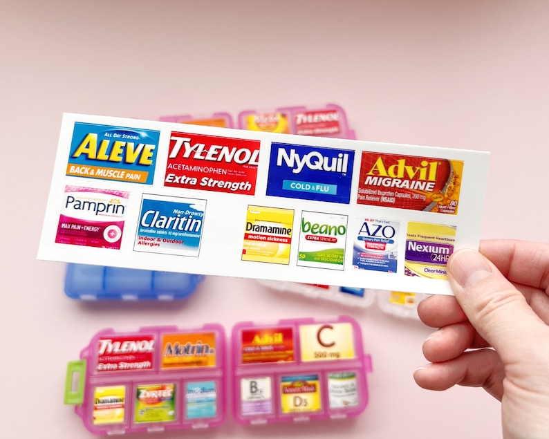 Customized Pocket Pharmacy Labels no Box, Personalized Pill Box Labels