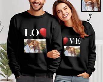 Sweat-shirt assorti personnalisé visage couple, col rond photo personnalisé, pull visage personnalisé pull visage personnalisé, cadeaux personnalisés