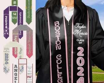 Custom Graduation stole Customize Name Graduation Stole Class of 2024 Personalized College Graduation Sash 2024 Graduation Gifts