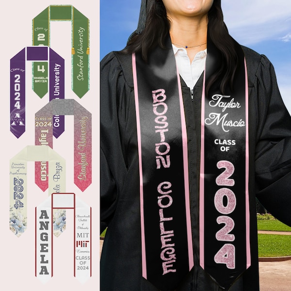 Benutzerdefinierte Abschluss Stola Anpassen Namen Abschluss Stola Klasse von 2024 Personalisierte College-Abschluss-Schärpe 2024 Abschluss-Geschenke