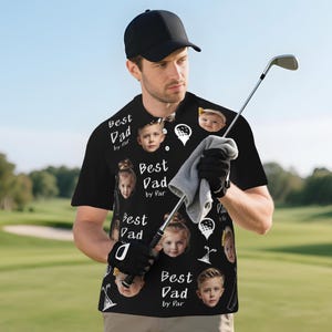 Best Dad By Par Polo Shirt , Custom Kid Face Photo Shirt, Custom polo shirt for Men , Golf Lover Shirt, Dad Birthday Gift, Gifts for grandpa