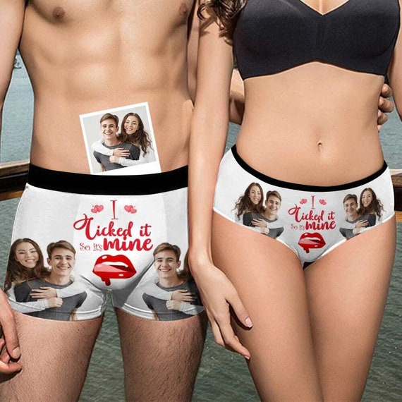 Custom Face Couple Matching Underwear, Funny Face Boxer and Briefs,  Personalized Face Valentine's Day Gift, Photo Boxer, Custom Photo Thongs 