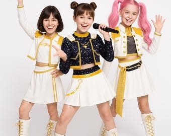 K-pop Demon Kids Cosplay Costume, Anime Concert Outfit for Halloween, Rumi Zoey Mira Dress Up, Party Costume for Kids, Birthday Gift