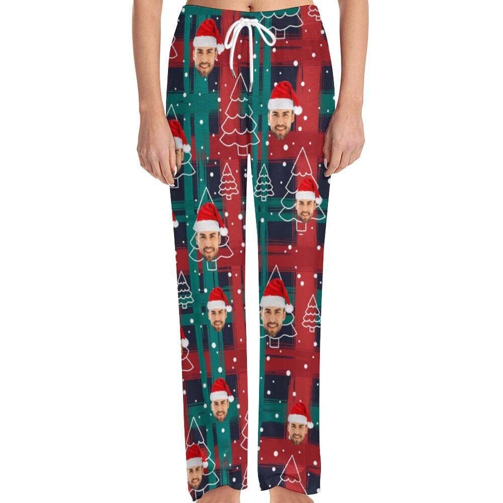 Custom Funny Face Christmas Pajama Pants, Personalized Face Pajama ...