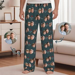 Best Dad Ever Pajama Pants, Custom Face Pajamas for Dad, Personalized Father&#39;s Day Gift, Funny Photo Sleepwear, Photo Pajamas for Men/ Women