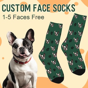 Custom Pet Photo Socks - Personalized Dog or Cat Face Socks - Funny Pet Socks for Dog Dad, Cat Mom, Boyfriend, Groomsmen, Father&#39;s Day Gifts