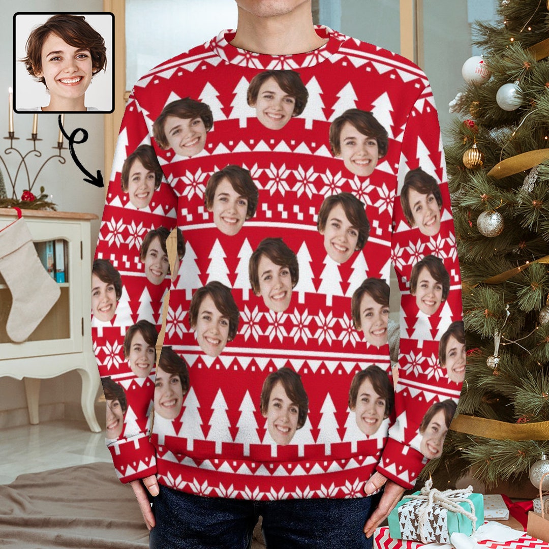 Personalized Face Ugly Christmas Sweater, Custom Family Photo Sweater, Photo Printed Sweater ...