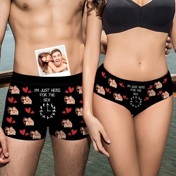 Custom Face Couple Matching Underwear, Funny Face Boxer and Briefs, Personalized Face Valentine's Day Gift, Photo Boxer, Custom Photo Thongs