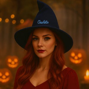 Custom Witch Hat with Embroidered Name, Renaissance Faire Hat for Women, Medieval Witchy Decor, Personalized Wizard Hat, Boho Witch Gift