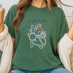 Go With The Flow Nurse Shirt, Retro Anatomical Heart Tee,Funny Cardiology T-Shirt,CVICU Nurse Gift for Women,EKG Shirt, Medical Student Gift