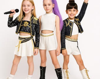 Kids K-pop Demon Cosplay Costume, Halloween Anime Party Outfit, Zoey Rumi Mira Dress Up Clothes, Birthday Gift for Kids