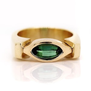 Heavy Green Tourmaline & 14K Solid Yellow Gold Chunky Ring - A102