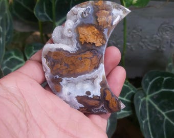 Chrystal Crescent moon Indonesia Cotton Candy, Rare Druzy Agate