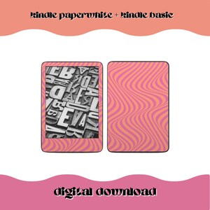 Kindle Paperwhite Decal Digital Download, Kindle Basic Decal Digital Download | IMAGE FILE ONLY | Orange Pink Waves