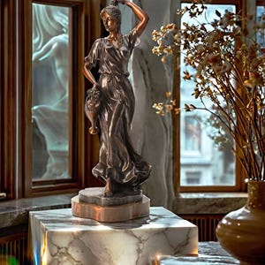 Thalia Bronze Sculpture: Italian Art Deco Statue on Marble Base, Home Decor, Gifts