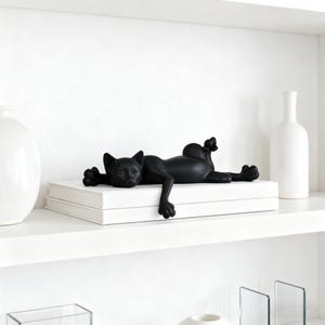 Minimalist Sleeping Cat Statue, Handmade Black Cat Figurine, Cat Sculpture Ornament, Home Decor Art, Gifts for Cat Lovers, Birthday Gifts image 7